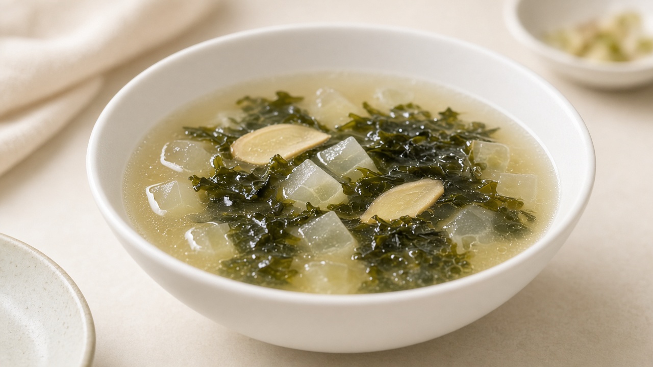 Clear winter melon and seaweed soup